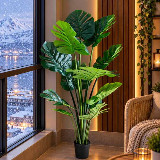 Sztuczna roślina typu Monstera Deliciosa, o bogatych liściach, 160 cm, zielona