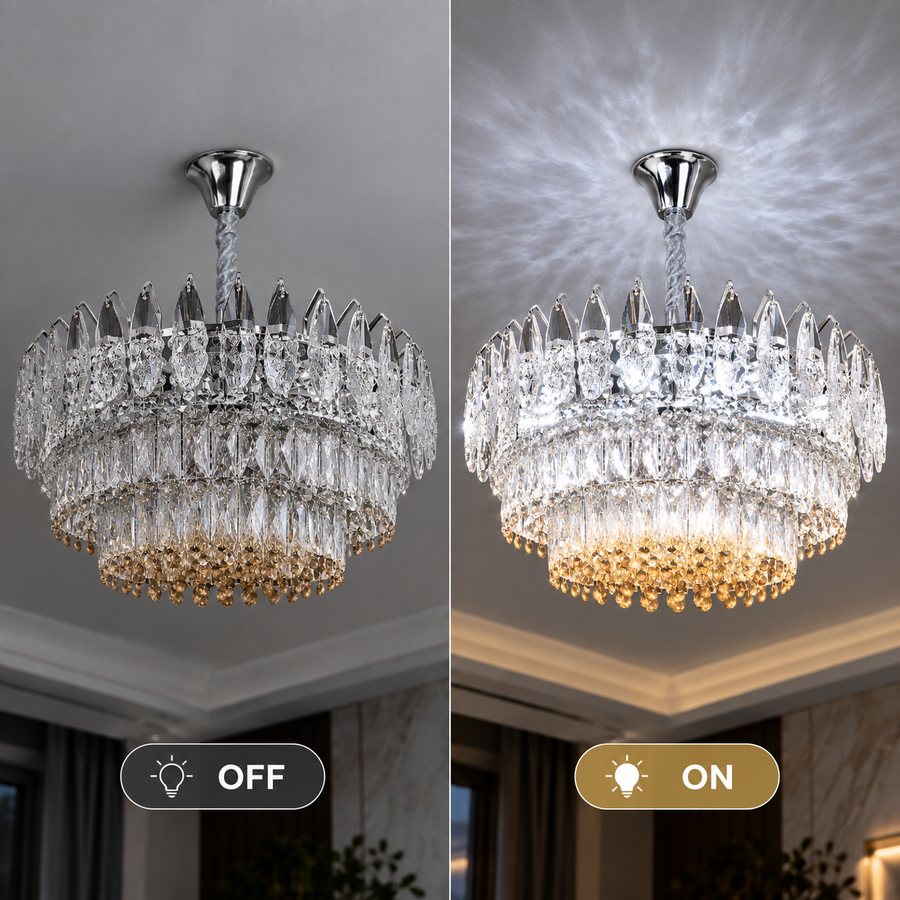 Żyrandol Kryształowy MAJESTIC Magno 15x E14, średnica 60cm, Chrom Błyszczący, Regulowana Wysokość