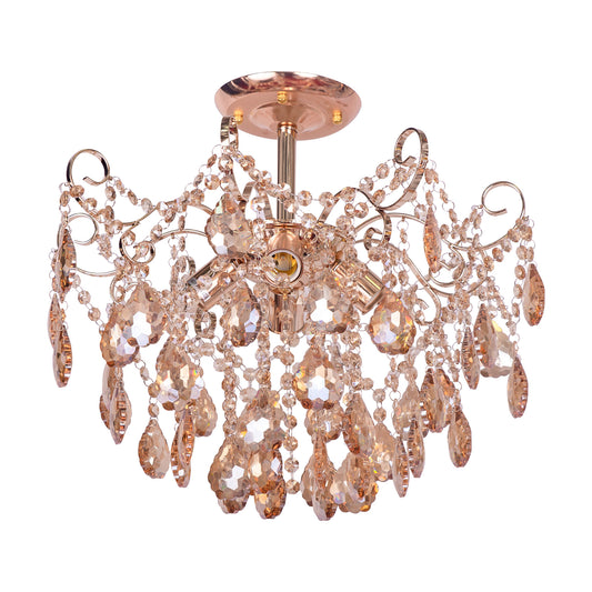 Żyrandol kryształowy Fiamma, 4x E27, średnica 50 cm, złoty