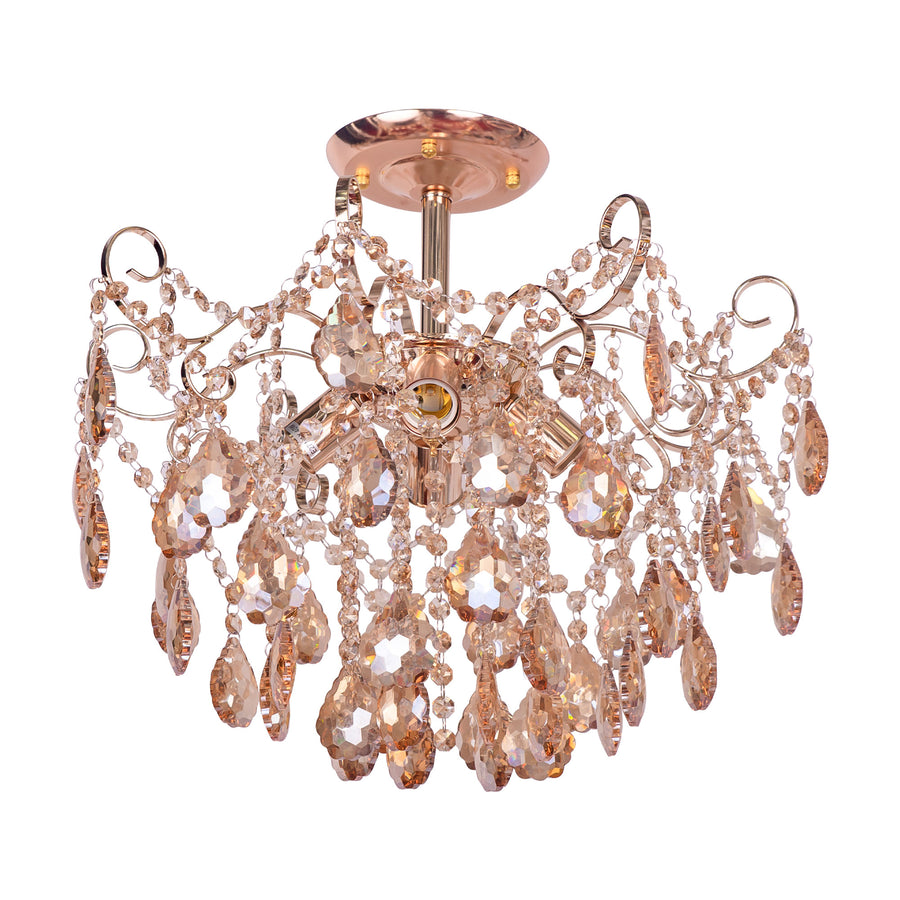 Żyrandol kryształowy Fiamma, 4x E27, średnica 50 cm, złoty
