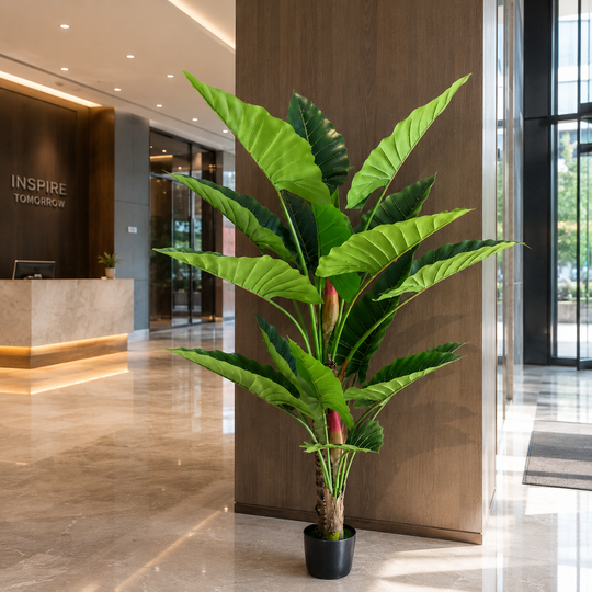 Sztuczna roślina typu Alocasia, 2 łodygi, 190 cm, zielona