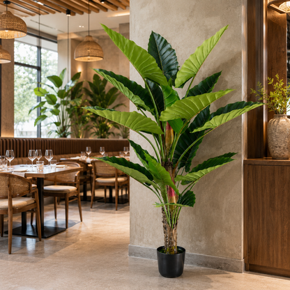 Decorațiune Alocasia, 2 tulpini, Plastic, 190 cm, Verde