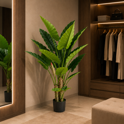 Decorațiune Alocasia, 3 tulpini, Plastic, 160 cm, Verde