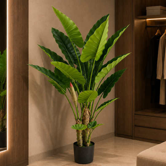 Sztuczna roślina typu Alocasia, 3 łodygi, 160 cm, zielona