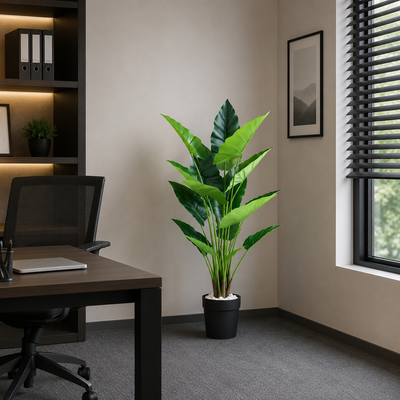 Plantă Artificială Tip Alocasia, 12 frunze, 150 cm, Verde