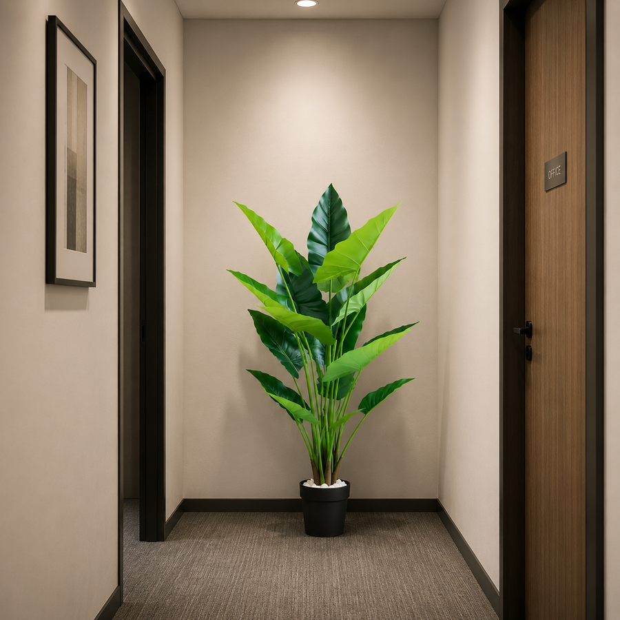 Decorațiune Alocasia, 12 frunze, Plastic, 150 cm, Verde