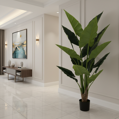 Decorațiune Alocasia, 14 frunze, Plastic, 170 cm, Verde