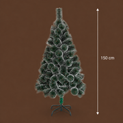 Decorațiune Brad Artificial MANIITSOQ, 150 cm, 130 vârfuri, Suport Metalic, Plastic, Ace Verzi cu Vârfuri Albe