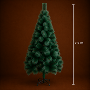 Decorațiune Brad Artificial MANIITSOQ, 210 cm, 280 vârfuri, Suport Metalic, Plastic, Verde