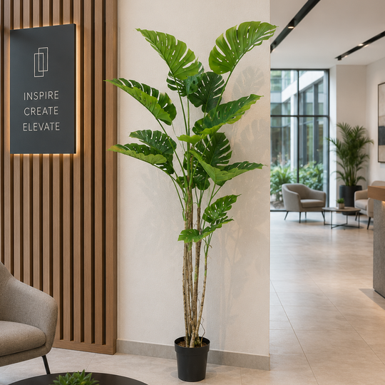 Sztuczna roślina typu Monstera Deliciosa, 12 liści, 190 cm, zielona