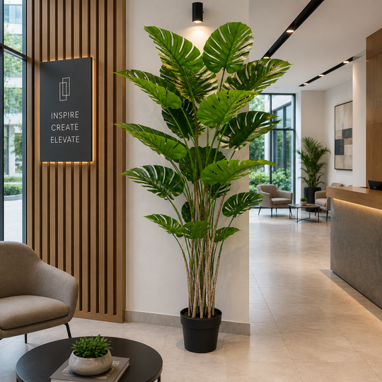 Sztuczna roślina typu Monstera Deliciosa, 17 liści, 220 cm, zielona