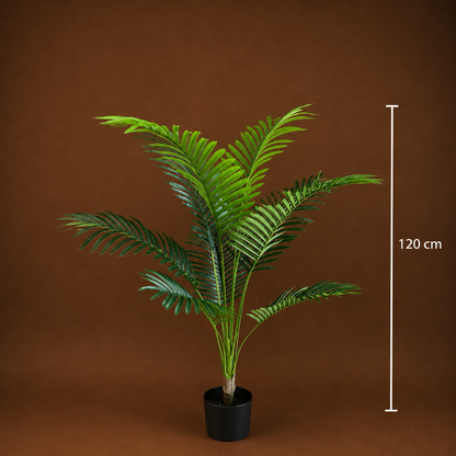 Decorațiune Palmier Kentia, Plastic, 12 frunze, 120 cm, Verde