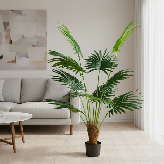 Sztuczna roślina Livistona Fan Palm, 10 liści, 160 cm, zielona