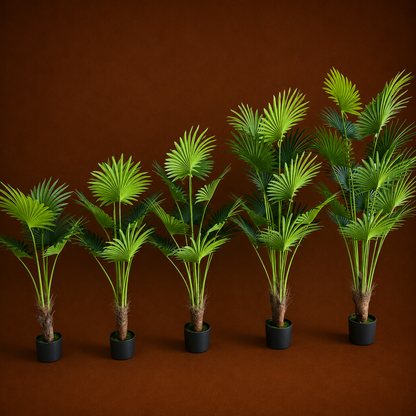 Decorațiune Palmier Livistona Evantai, 15 frunze, Plastic, 200 cm, Verde