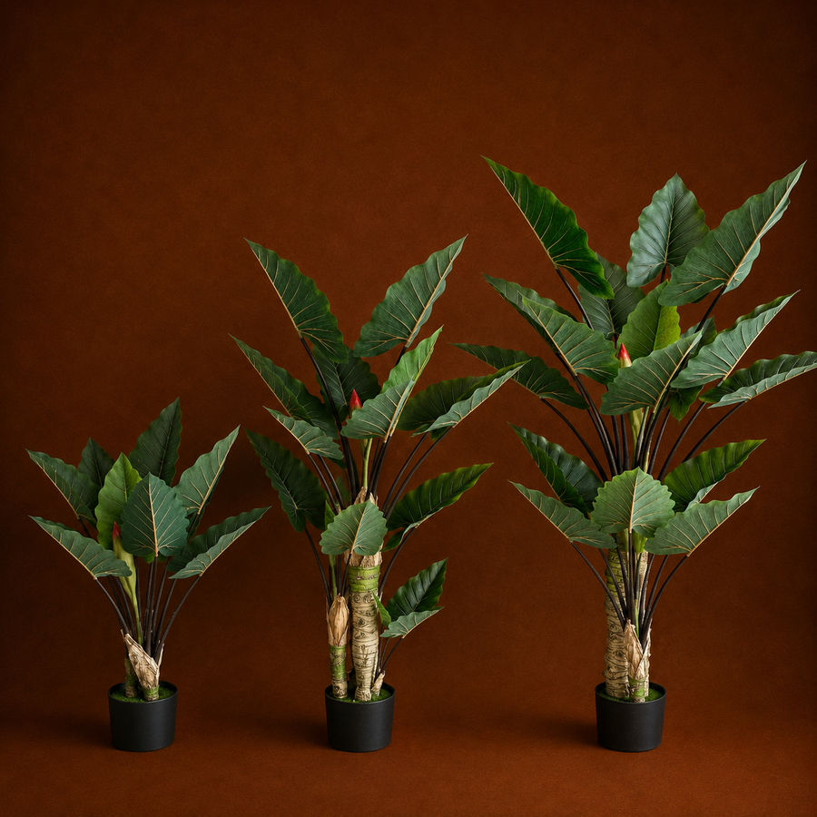 Decorațiune Strelitzia, 3 trunchiuri, Plastic, 160 cm, Verde