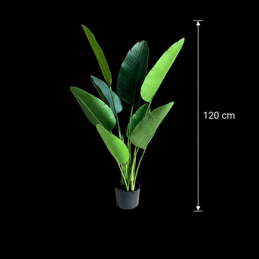 Decorațiune Strelitzia Nicolai, 120 cm, 8 frunze, Verde