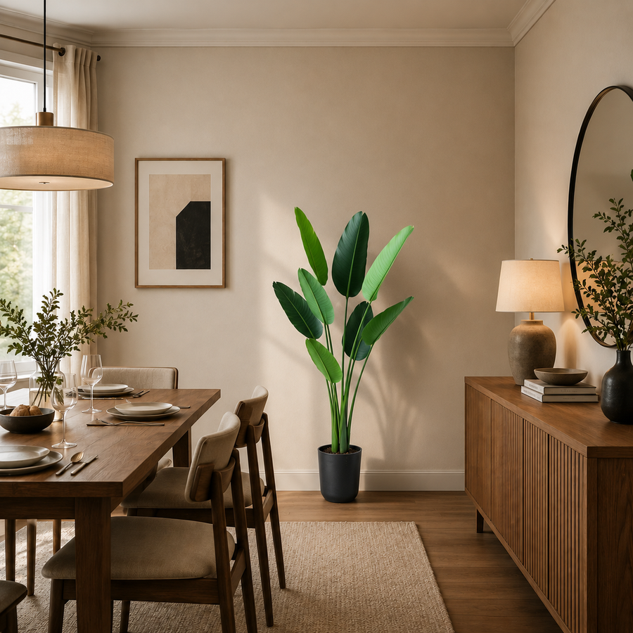 Decorațiune Strelitzia Nicolai, 150 cm, 10 frunze, Verde