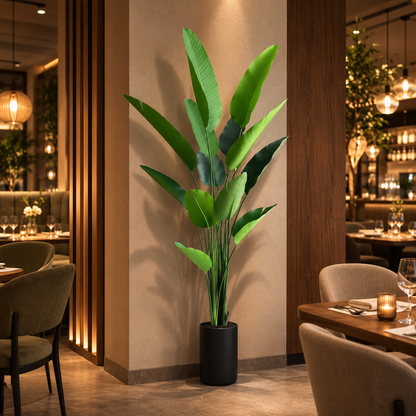 Decorațiune Strelitzia Nicolai, 180 cm, 13 frunze, Verde