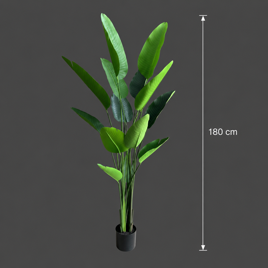 Decorațiune Strelitzia Nicolai, 180 cm, 13 frunze, Verde