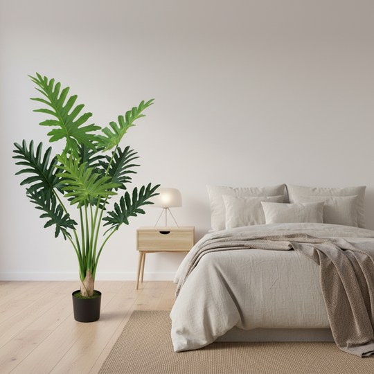 Sztuczna roślina typu Philodendron, 8 liści, 140 cm, zielona