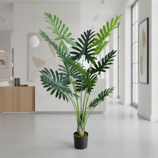 Sztuczna roślina typu Philodendron, 10 liści, 160 cm, zielona