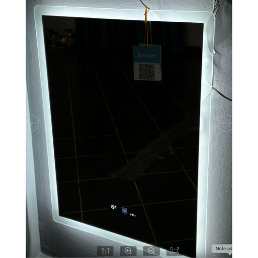 Prostokątne lustro LED 50x70cm Zampa Motion Blowlow Marcello System defracji zegara i delikatny termometr