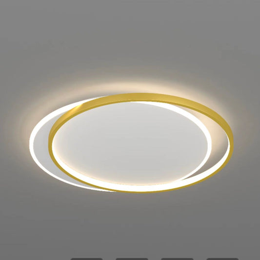 LED żyrandol z zdalnym sterowaniem słonecznym Orella, 98W, 2 kół, zimno/gorące/neutralne światło, niestabilne, złote