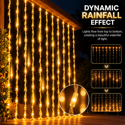 Świąteczna instalacja typu Rain, ciepłe światło, 300 x 300 cm, 320 diod LED