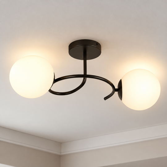 Żyrandol LED-kryształowy ORBIT, 55cm, 2xE27, Kule, Czarny