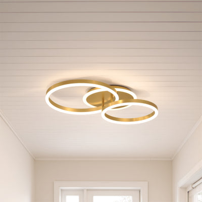 Żyrandol LED z pilotem RINOVA 66W, 2 kółka, światło zimne/ciepłe/neutralne, możliwość przyciemniania, błyszczące złoto