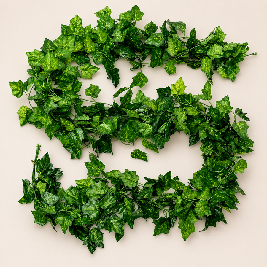 Ghirlandă Artificială din Iederă, 12 Ramuri x 72 Frunze, Verde