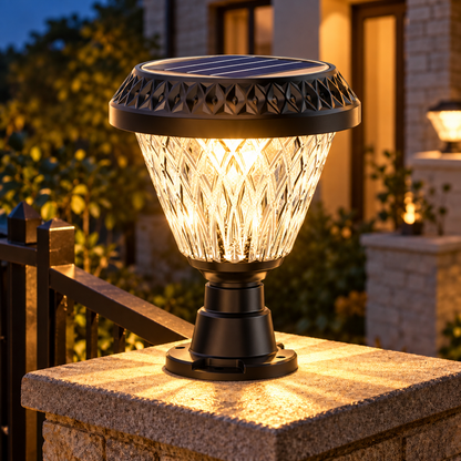 Lampa solarna LED na słup zewnętrzny SOLEO, 8 W, światło ciepłe/zimne/neutralne + RGB, okrągły kształt, aluminium, czarna, możliwość przyciemniania