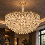 Żyrandol kryształowy ERDENET Eleganza, 9xE14, średnica 50 cm, metal i kryształ, błyszczące złoto, regulowana wysokość