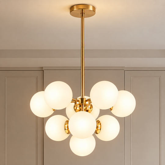 Żyrandol ORBS Magno, 54cm, 9xE27, Globy, Złoty