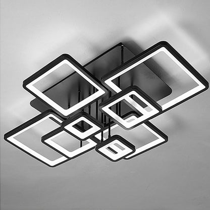 LED żyrandol z zdalnym sterowaniem Ella 203W, 8 kwadratów, zimno/gorące/neutralne światło, niestabilne, czarne