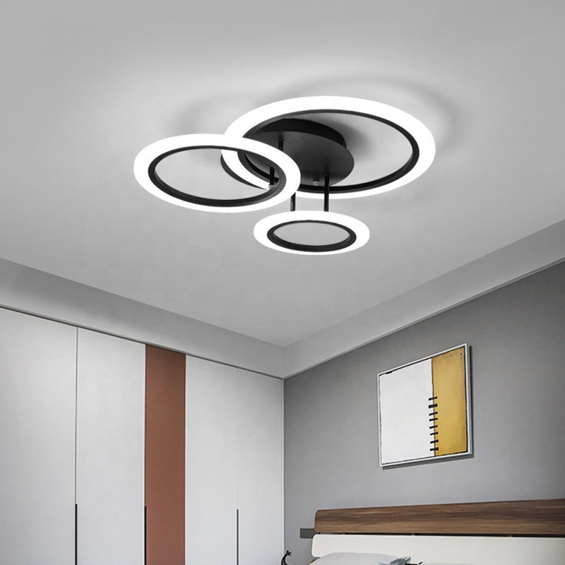 Żyrandol LED BETTY 41W z pilotem, 3 okręgi, światło zimne/ciepłe/neutralne, ściemnialny, czarny