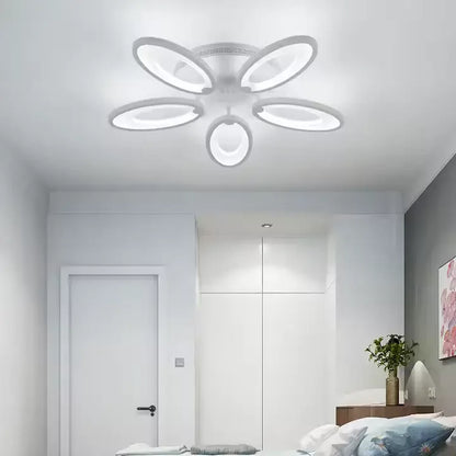 Żyrandol LED z pilotem SŁONECZNIK 54W 5 elementów Zimne/ciepłe/neutralne światło Ściemnialny biały