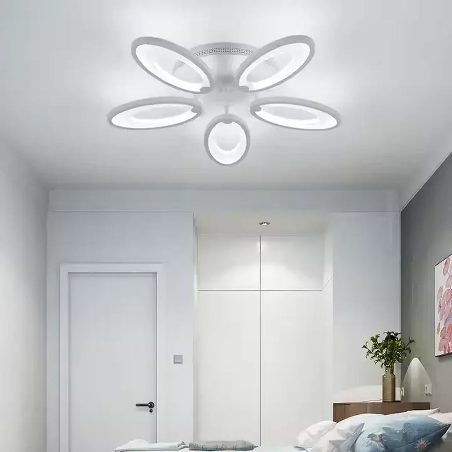 Żyrandol LED z pilotem SŁONECZNIK 54W 5 elementów Zimne/ciepłe/neutralne światło Ściemnialny biały