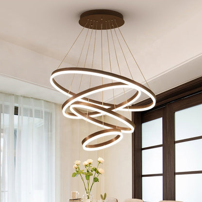 LED żyrandol LED zawieszony z pilotem CASIAN 130W, 4 kół, zimno/gorące/neutralne światło, niestabilne, czarne, regulowana wysokość