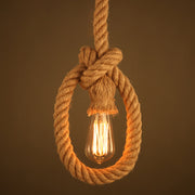 Żyrandol w stylu vintage LV103/130, 1xE27, rustykalny, sznurek i metal, 130cm, czarna podpora