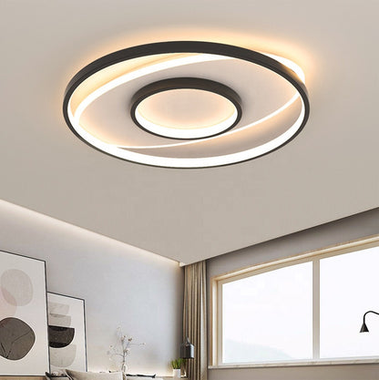 LED żyrandol z pilotem Figurato, 120 W, 3 kółka, zimno/gorące/neutralne światło, niestabilne, czarne