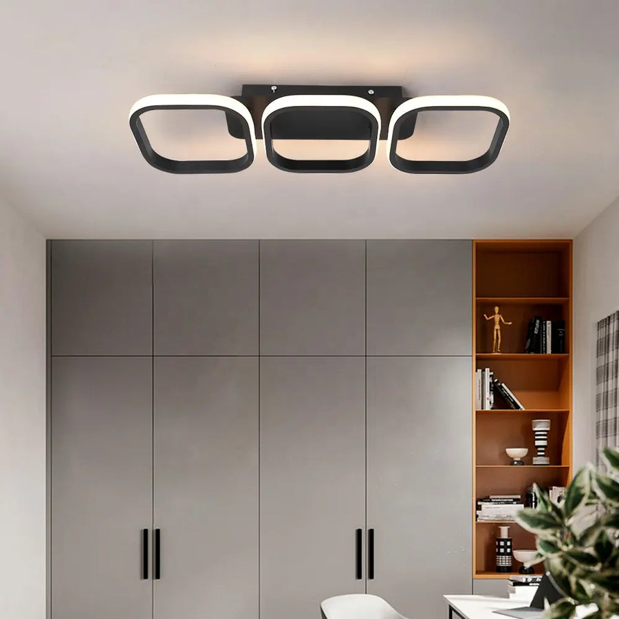 Żyrandol LED VERTEX Grid Parallel Squares, 40 W, 3 kwadraty Zimne/Ciepłe/Neutralne światło, Czarny