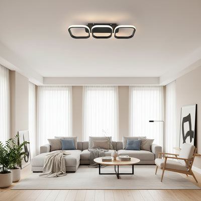 Żyrandol LED VERTEX 34W, 3 Kwadraty, Liniowy, Światło Zimne/Ciepłe/Neutralne, Czarny