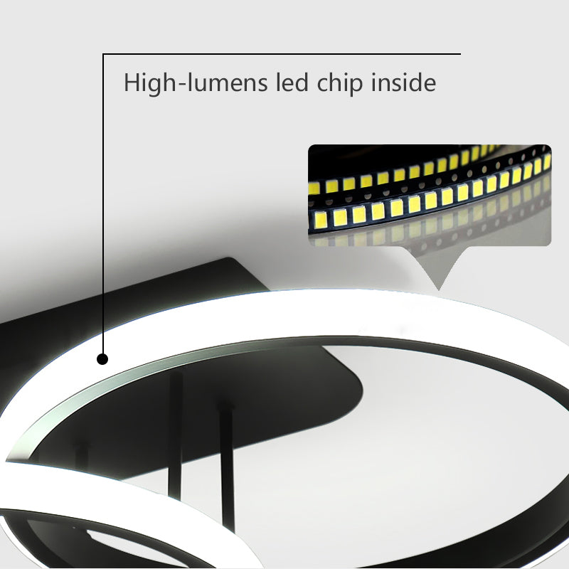 Żyrandol LED ELIO 24 W, 4 okręgi, liniowy, światło zimne/ciepłe/neutralne, czarny