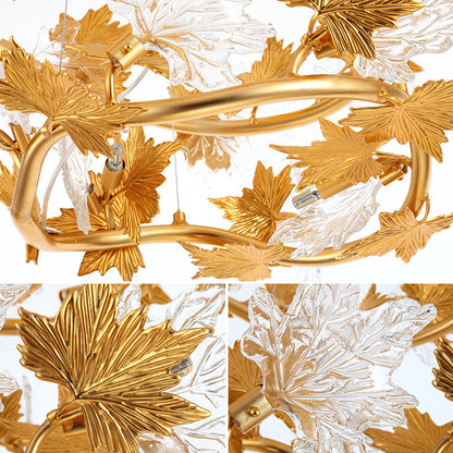 Nowoczesny żyrandol, CM260/500GD, 6xE14, średnica 50cm, złoty, regulowana wysokość, metal i kryształ