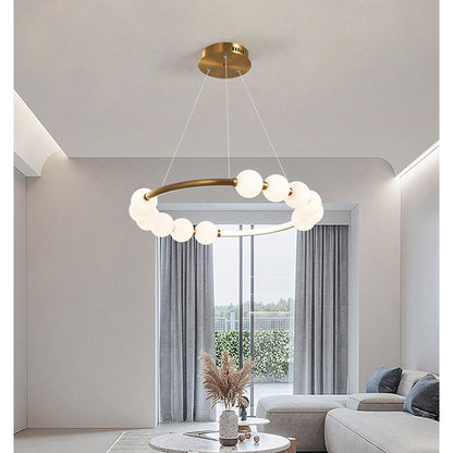Wisząca lampa LED z akrylu Nova 57W z pilotem, ściemnialna, 3000K/4000K/6000K, kolor złoty, metal i akryl