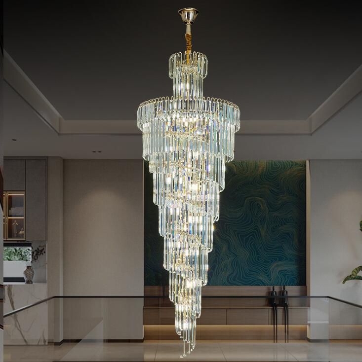 WINDSOR Altiora kryształowy żyrandol, średnica 60 cm, wysokość 1800 cm, błyszczące złoto, regulowana wysokość, elegancki design