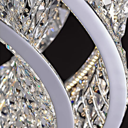 Żyrandol LED LLC130/1CH, kryształ i metal, 31W, 1 okrąg, możliwość przyciemniania, regulowana wysokość, światło zimne/ciepłe/neutralne, luksusowe oświetlenie