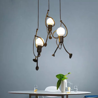 NOWOCZESNY żyrandol, wahadłowy, FUNTASIA, figurka, 3xE27, regulowana wysokość, czarny