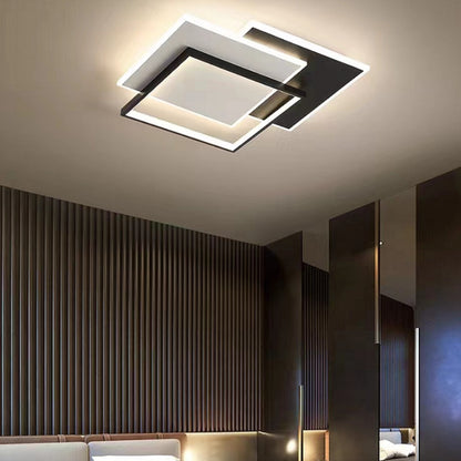 LED żyrandol z pilotem 102 W Chiara, 3 kwadraty, zimne/gorące/neutralne światło, niestabilne, czarne